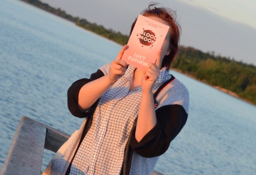 me, holding blood moon at the lake