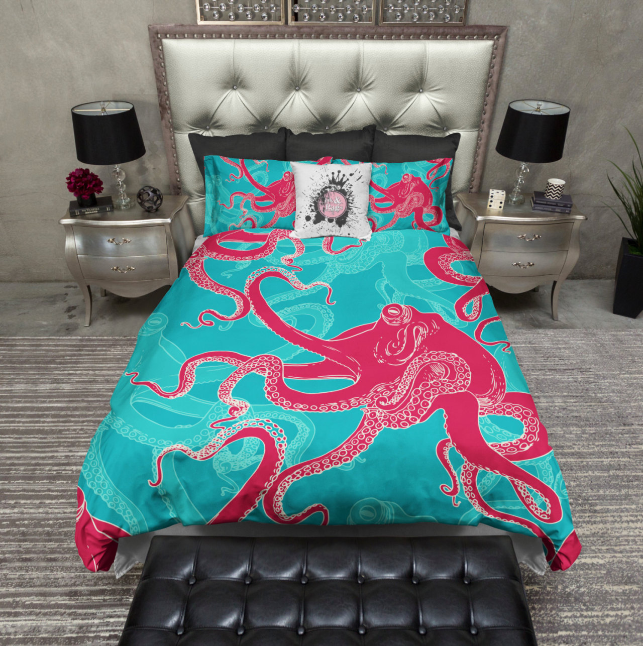 ~*Shamanic Dreamscapes*~ — Featherweight Octopus Bedding - Aqua and ...