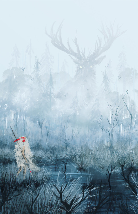 host-grin:Mononoke and the deer god PRINT available here :...