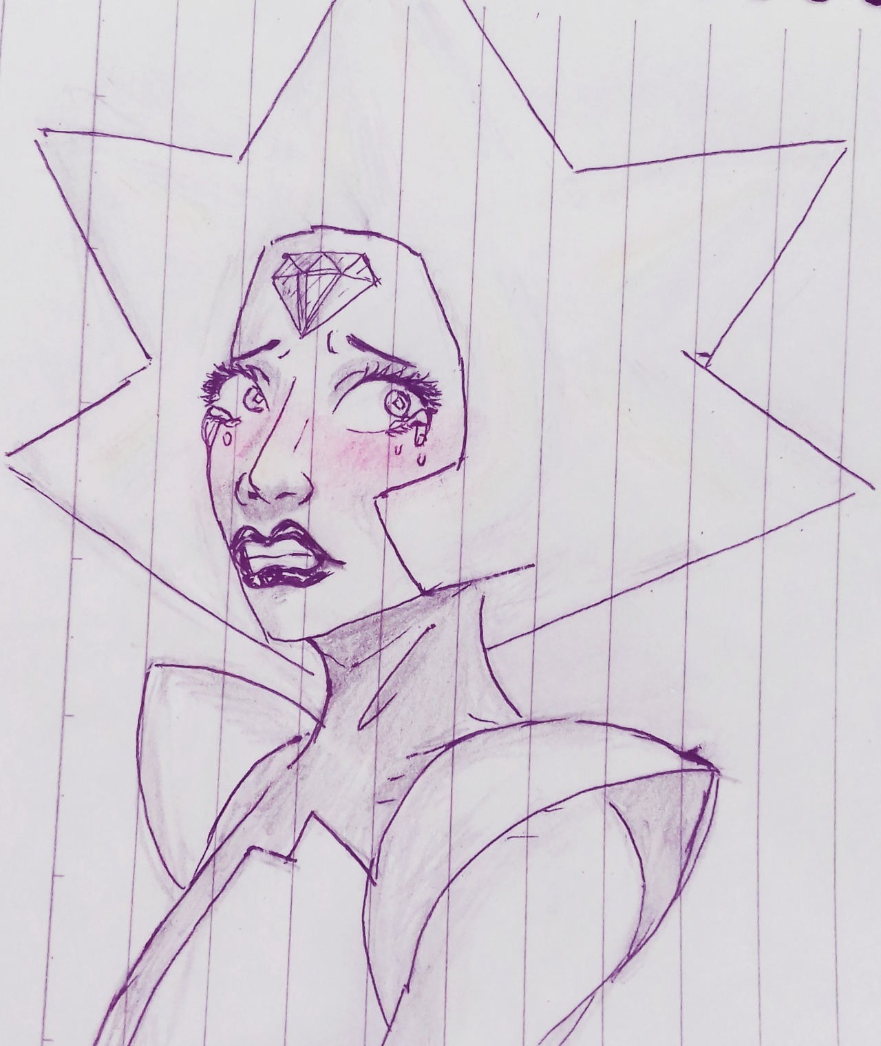 "If I'm not perfect then what am I"
*cough* college exams *cough* 
Anyways im jumping on the SU bandwagon again to draw blushy White Diamond 💎