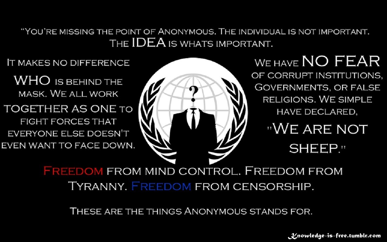 A N O N Y M O U S We Are Anonymous We Are Legion We Do Not