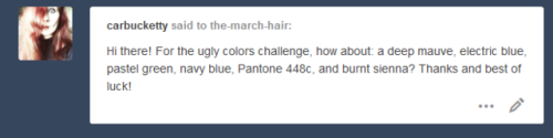 the-march-hair:EnjoltaireColour choices by @carbuckettyIt was...