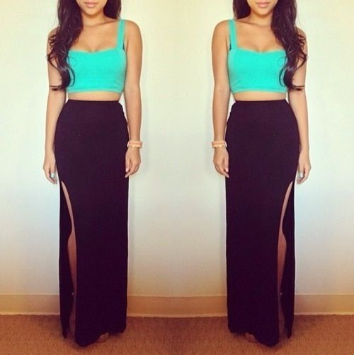 maxi skirt cropped top sexy club wear summer spring fashion style cute style