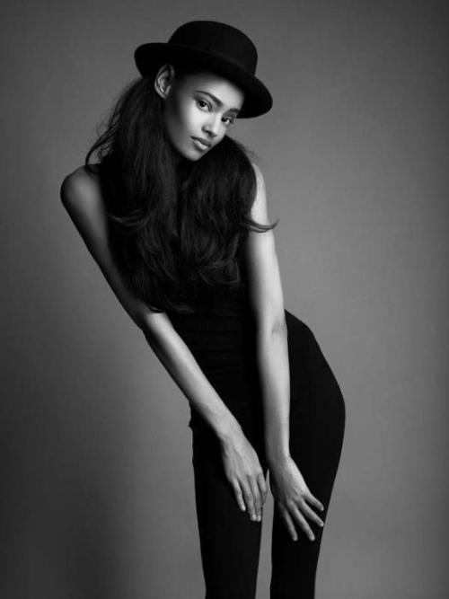 black and white Mixed Girls mixed beauties Model Modeling photoshoot bowler hat skinny Fashion Model malaika firth pretty beautiful.