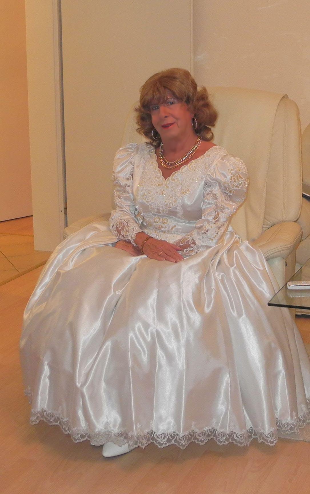 A Crossdresser Who Loves Shiny Wedding Gowns Mature Classy Crossdresser  Bride Sandra In Her 52780 | Hot Sex Picture