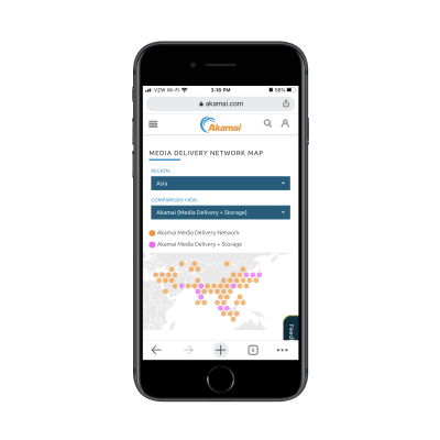 Akamai media delivery network map - Asia region