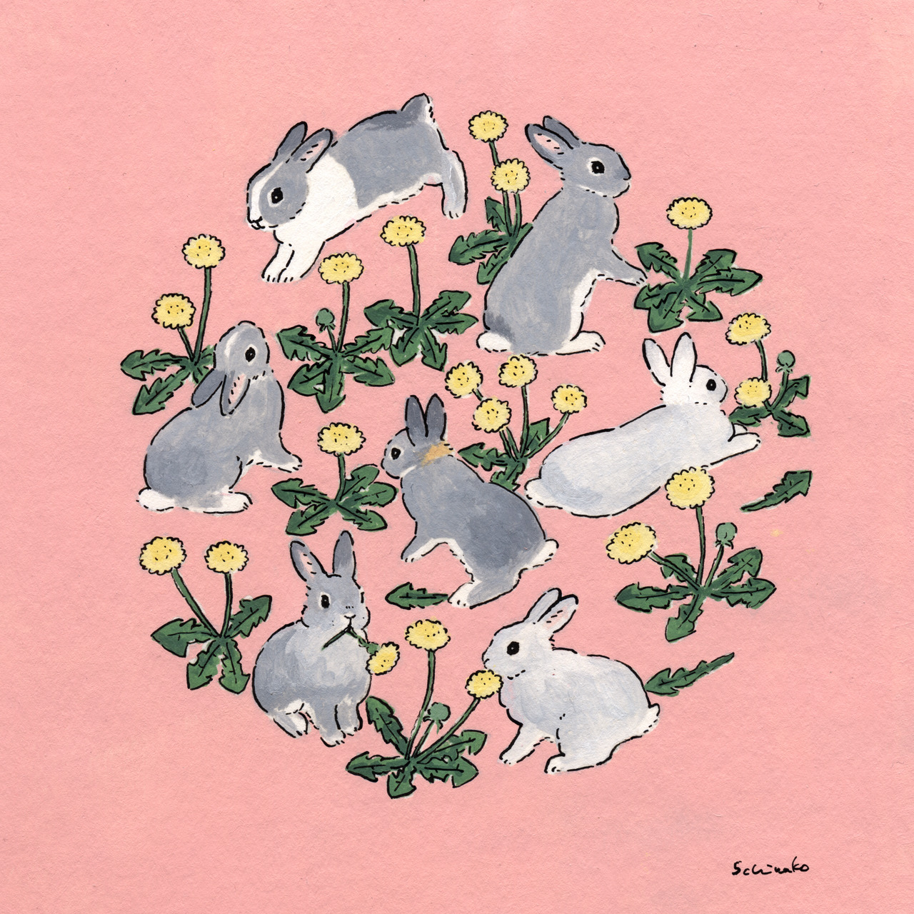 Schinako Bunny Art — I’m looking forward to that a dandelion blooms in...