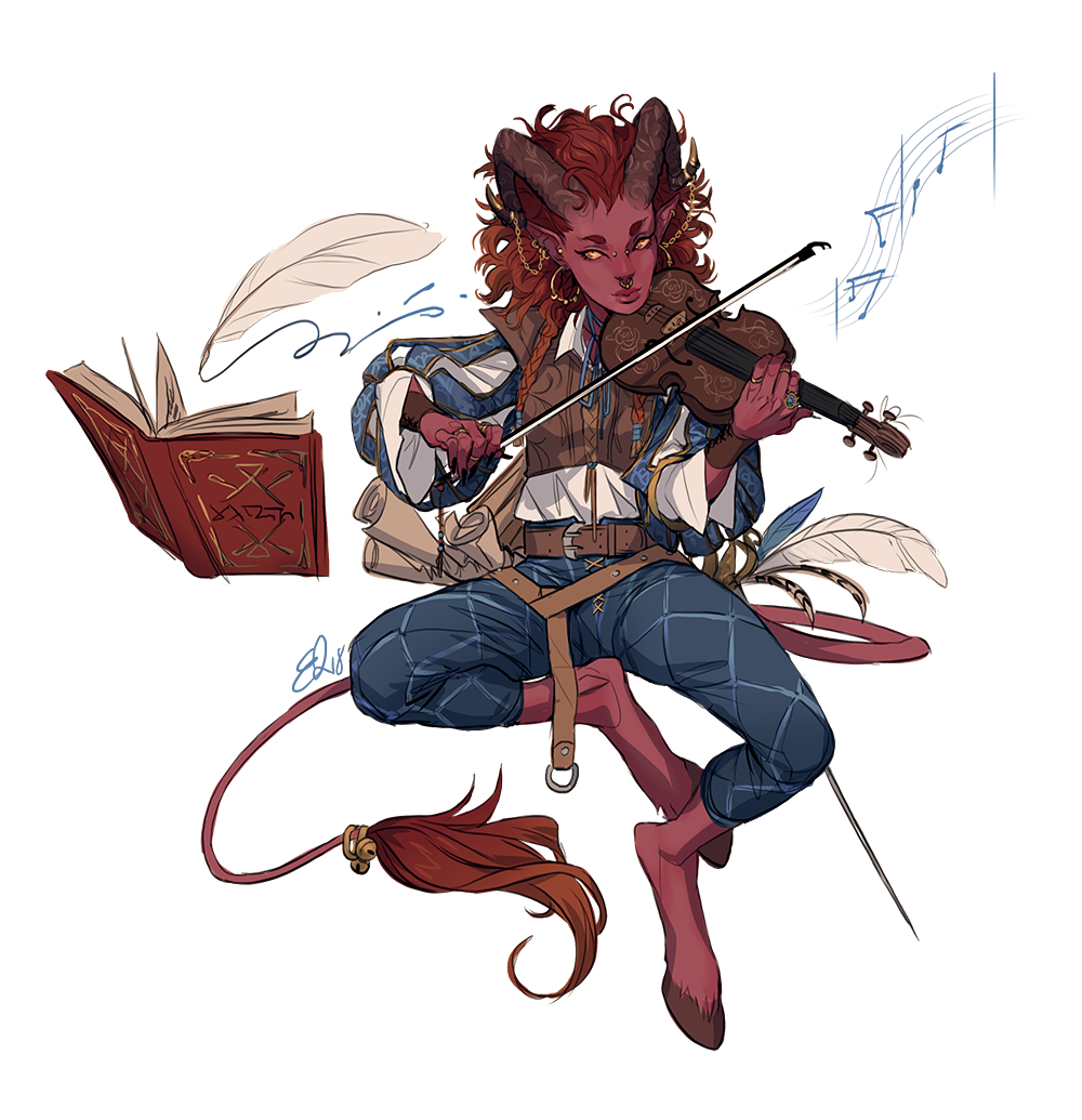 one of my d&d characters, a tiefling bard (because...