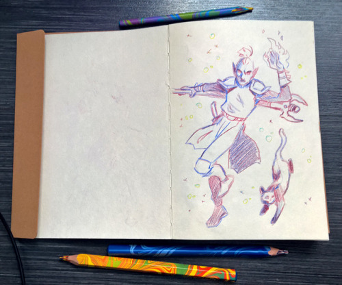 I bought new sketchbook and these funny multicolored pencils and...