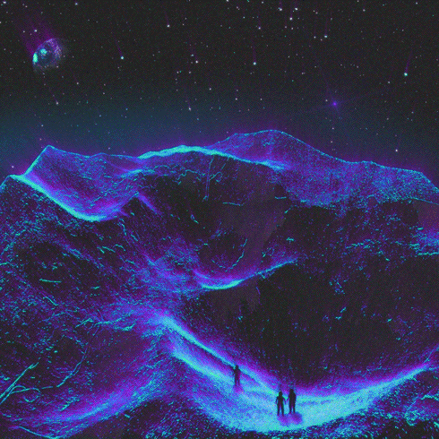 Gif of two people lost in ultraviolet space