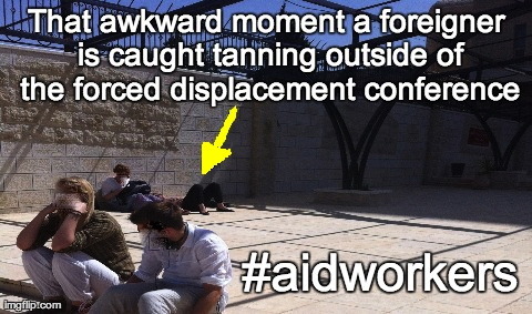 In Ramallah, that awkward moment a foreigner is caught tanning...