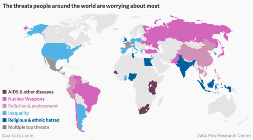 mapsontheweb:Countries by their worst fears. Europeans and...