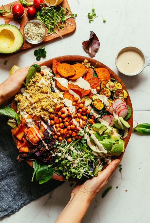 vegan-yums:Abundance Kale Salad with Savory Tahini Dressing /...