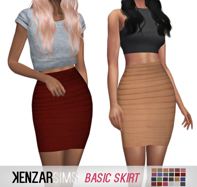 Sims 4 CC💕 — kenzar-sims: Basic Skirt 24 swatches Mesh by...