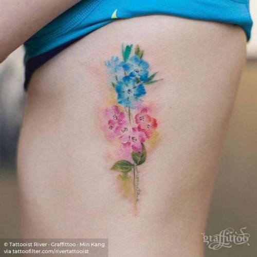 By Tattooist River · Graffittoo · Min Kang, done at Graffittoo,... flower;watercolor;rib;facebook;nature;twitter;rivertattooist;medium size