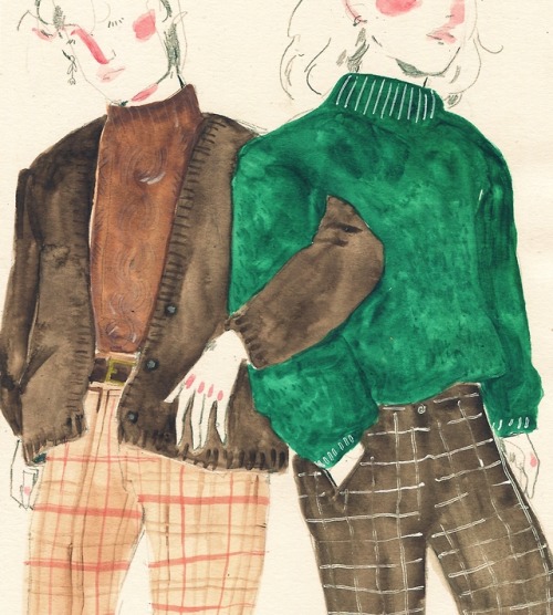 st-pam:Autumnal outfits!Pencil and watercolour, 2018