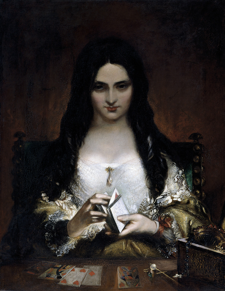 artmastered: “Theodor von Holst, The Wish, 1840, oil on canvas, 90 x 71 cm, Holst Birthplace Museum, Cheltenham. Source This exquisite piece was the inspiration for Dante Gabriel Rossetti’s poem ‘The Card Dealer’. With those dark eyes, red lips and...