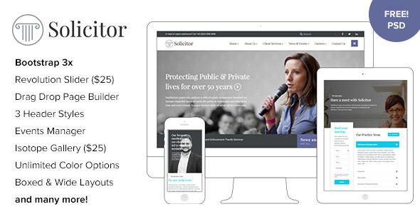 Solicitor v1.6 – Law Business Responsive WordPress Theme Nulled