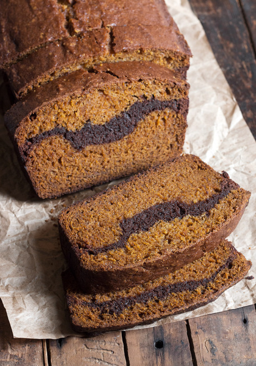 sweetoothgirl:Pumpkin Brownie Loaf