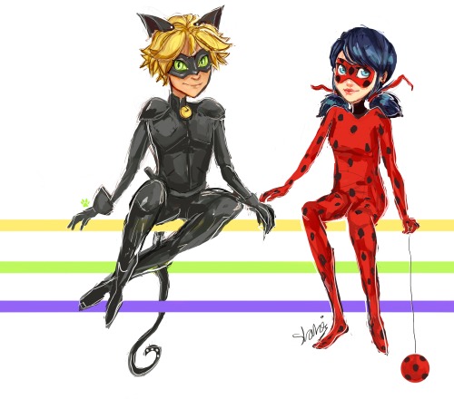 I draw stuff., ladybug and chat noir are so adorable together- I...