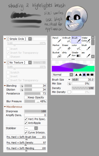 paint tool sai brush textures dont appear