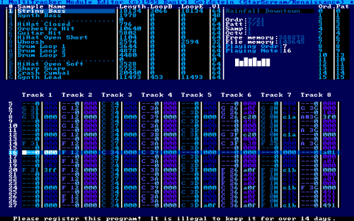 text-mode:Various blue music software for DOS: Composer 669...