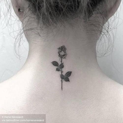 By Kane Navasard, done at Mid Town Tattoo, Los Angeles.... kanenavasard;flower;small;single needle;tiny;back of neck;rose;ifttt;little;nature