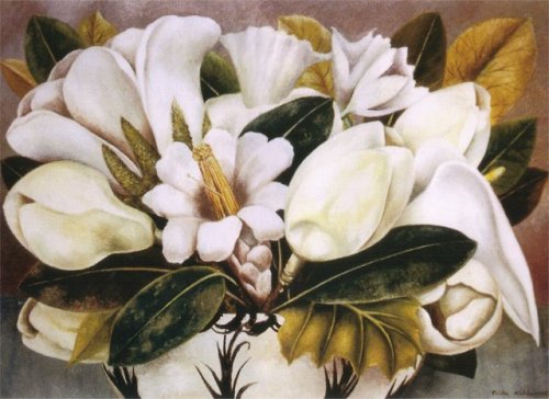 artist-frida:Magnolias, Frida KahloMedium: oil,masonite