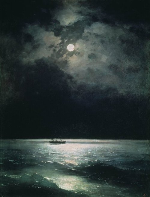 artist-aivazovski:The Black Sea at nightMedium: oil,canvas