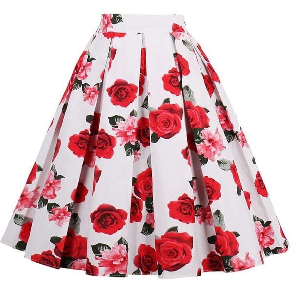 Mary Ann - Print High Waisted A Line Skirt liked on...