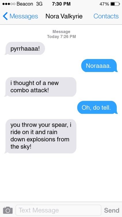 rwbytexts:Anonymous said to rwbytexts:Nora/Pyrrha BROTP...