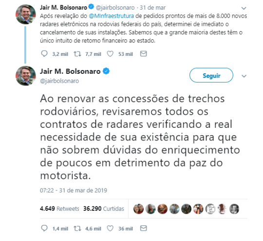 jair bolsonaro cancela radares