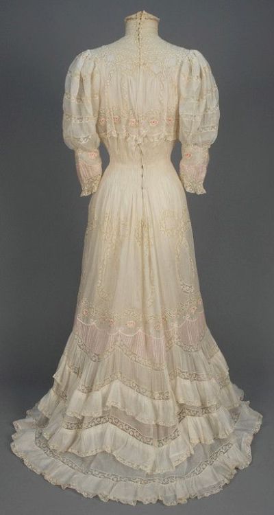 late 1800s tea gown lace pink historical fashion victorian era Late Victorian