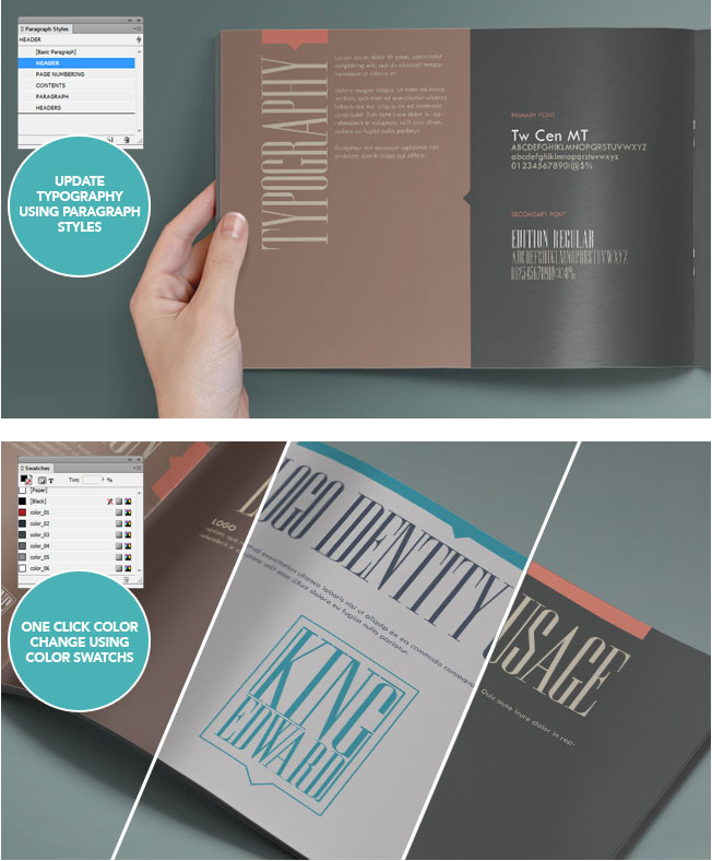 brand book template mockup free indesign
