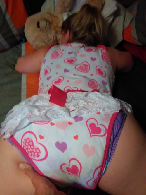 diaperedadventures16:Now now baby. Let Daddy check your diaper.