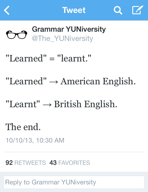 difference between learned and learnt grammar