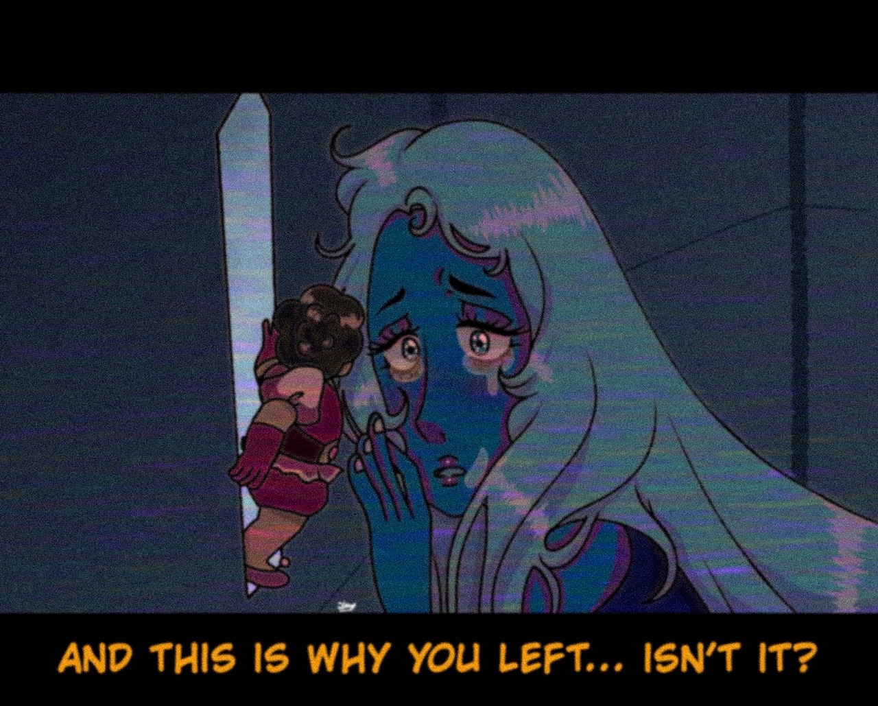 And this is why you left... isn’t it?
Heres another fake 80’s/90’s anime screenshot redraw of one of my favorite scenes.