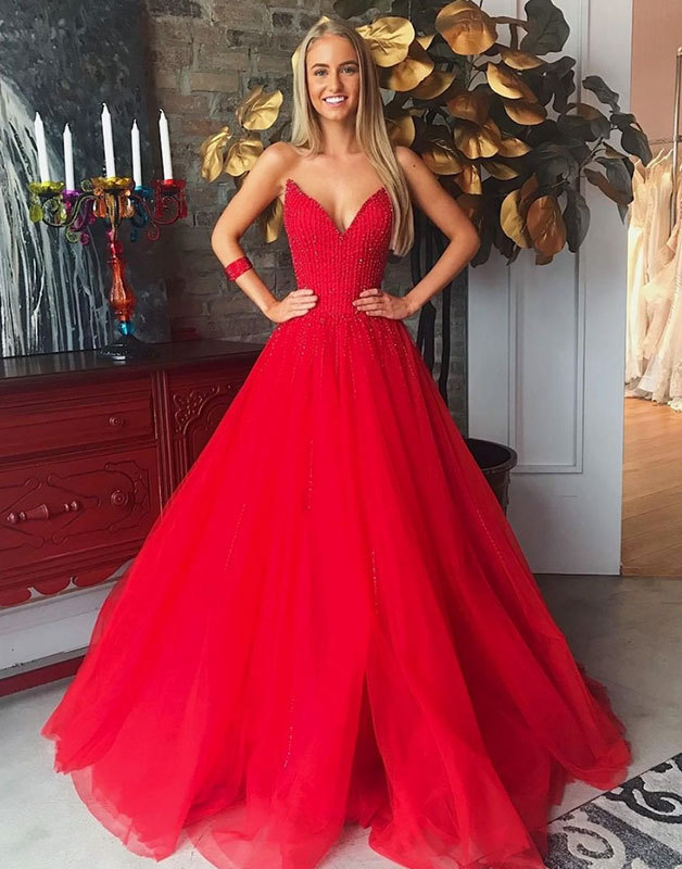 LUXURY — dressfor: red tulle long prom dress buy here:...