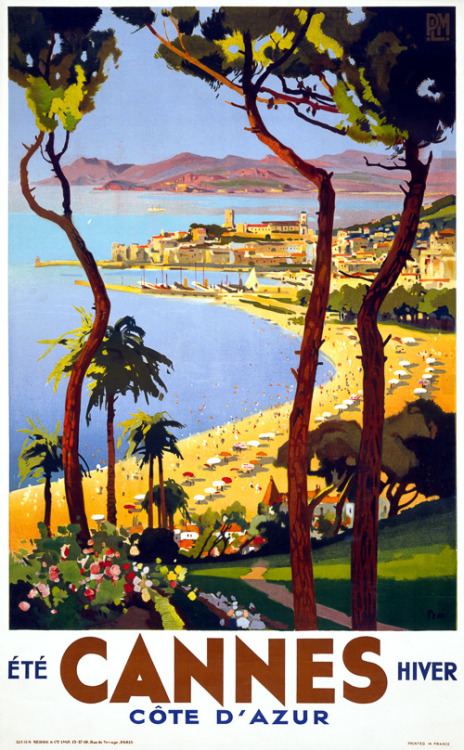 vintagraphblog:Vintage travel poster for Cannes on the French...