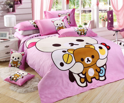 rilakkuma korilakkuma bedding set sanrio san-x pink pastel japanese character chinese ebay finds cute finds kawaii finds kawaii connection home decoration bed set cute sweet j fashion kawaii room