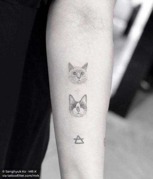 By Sanghyuk Ko · MR.K, done at Bang Bang Tattoo SoHo, Manhattan.... small;pet;feline;single needle;micro;animal;tiny;mrk;ifttt;little;portrait;inner forearm;cat