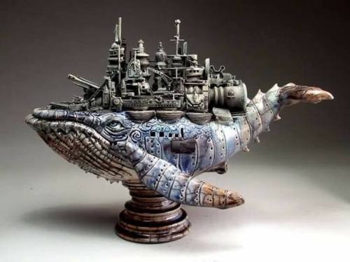 steampunktendencies:Whale Battleship - by Mitchell Grafton