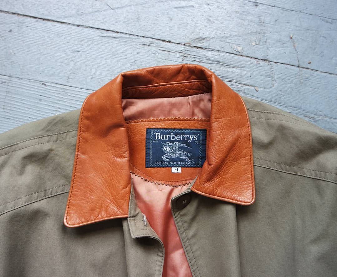 Shop Uxc Vintage Burberry Leather Trim Barn Coat Coming To