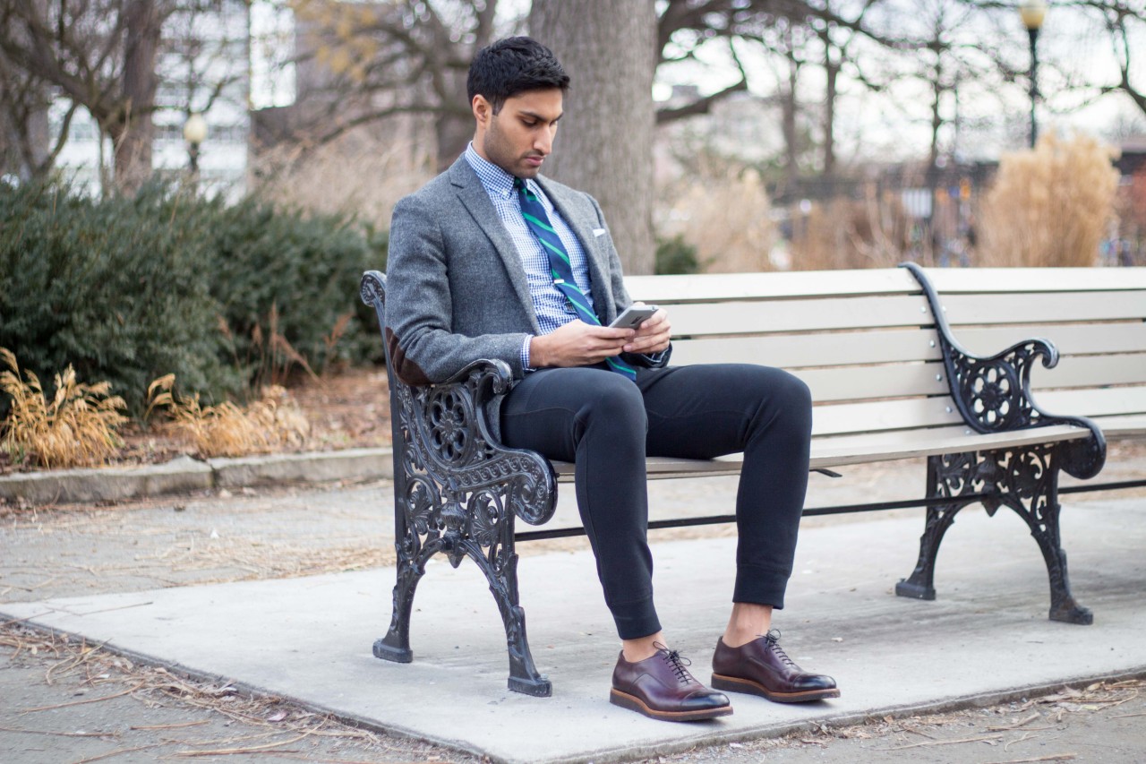 button down shirt with sweatpants