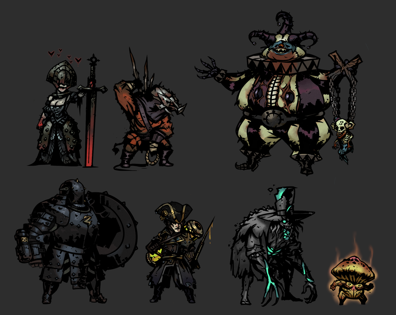 Персонажи подземелья. Герои даркест данжеон. Darkest Dungeon Bosses Skins. Даркнесс данжеон персонажи. Darkest Dungeon 2 моды.