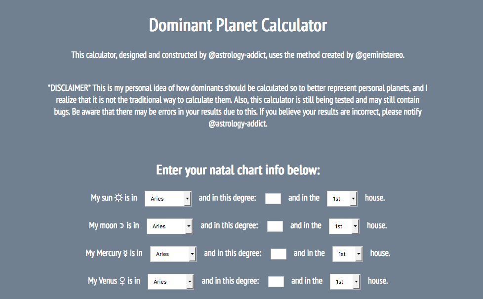 sidereal astrology dominant planet calculator