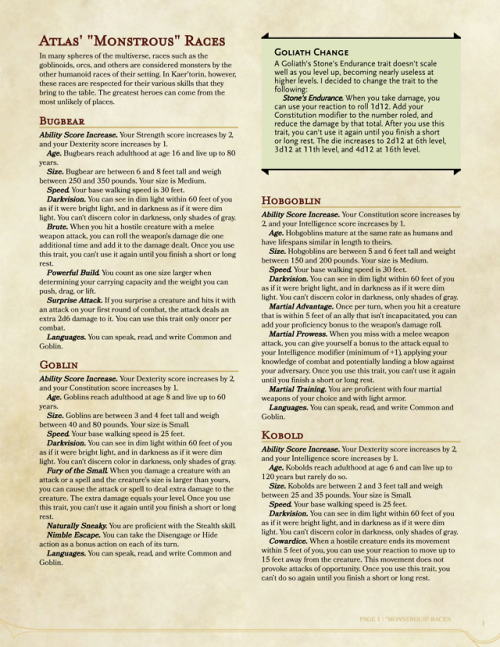 dnd-atlas:Atlas’ “Monstrous” Races v1.1[EDIT 9/22/18]:...