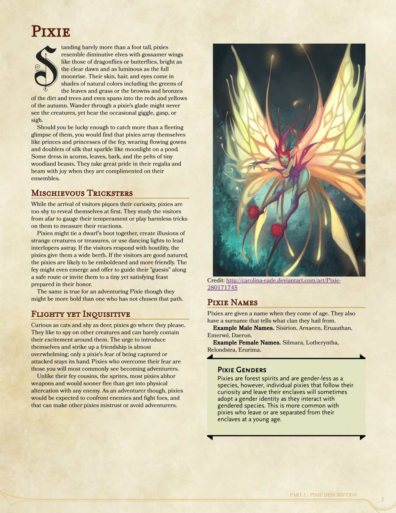 🎈 — dnd-5e-homebrew: Pixie Race by xanisian, 13Sins...