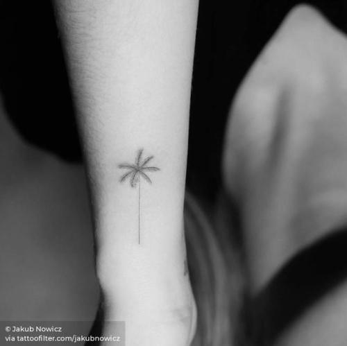 By Jakub Nowicz, done at PURO Tattoo Studio, Milan.... tree;small;jakubnowicz;single needle;tiny;palm tree;ifttt;little;nature;wrist