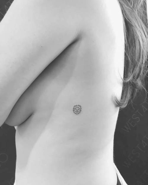Tattoo tagged with: small, emoji, lion, micro, symbols, wickynicky, animal,  rib, tiny, ifttt, little, leo, astrology, minimalist, side, zodiac, feline  